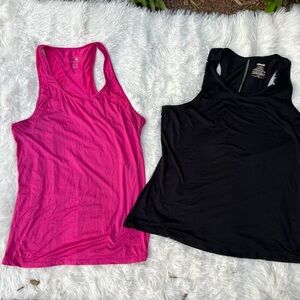 🆕 2 Women's Pink and Black Racerback Tank Tops.  XXL
